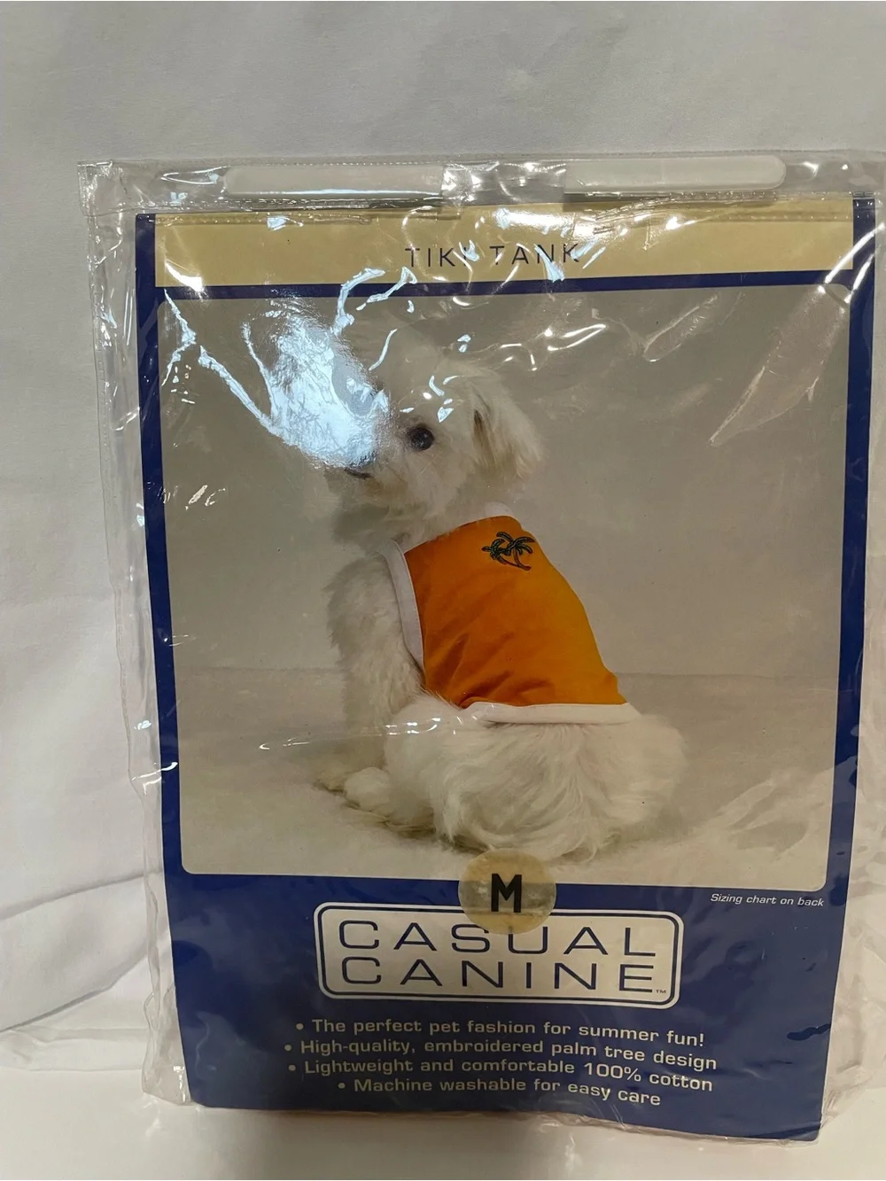 Casual Canine Orange Palm Embroidered Dog Tank